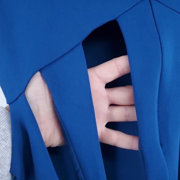 Silence+Noise Event Y2K Blue Fit&Flare Mini Skater Dress Geometric Bac CutOut S - Picture 13 of 13